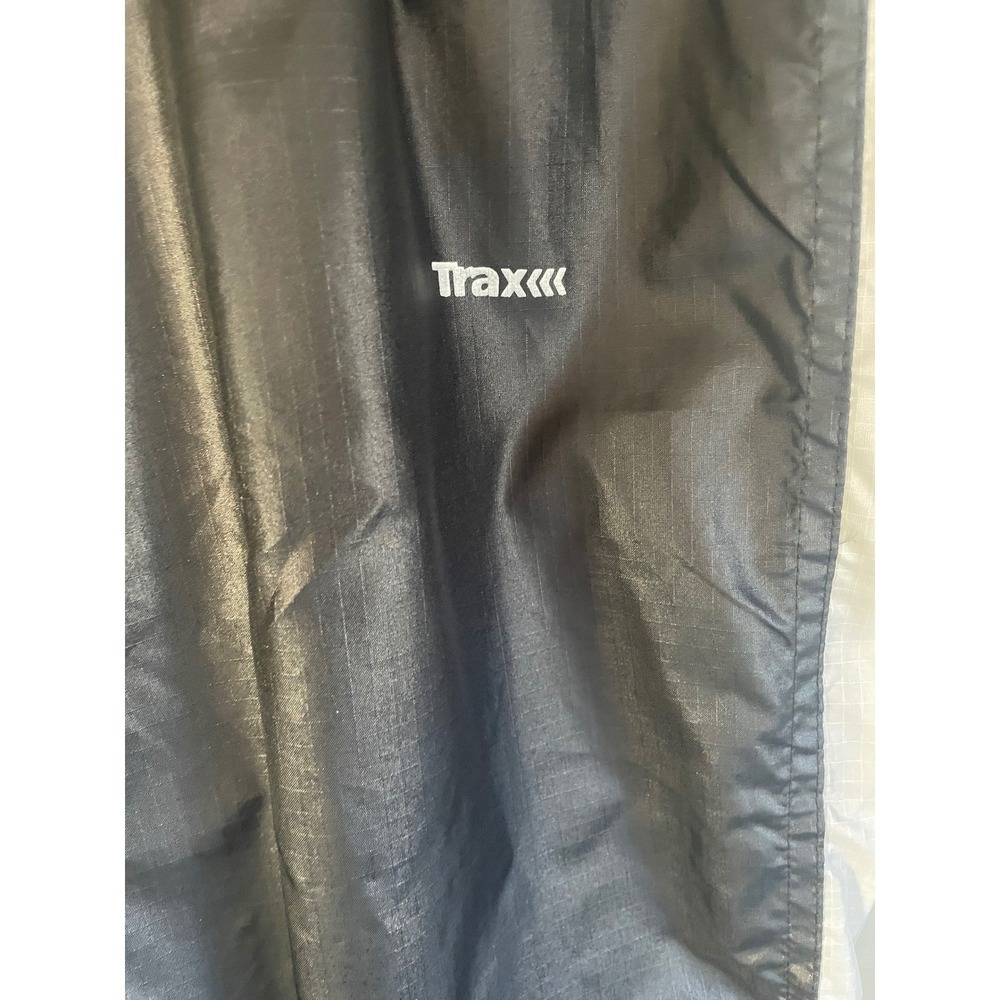 Trax 90's Mens Black Nylon Track Pants Pocket Side Stripe Zipper Bottom XL - Picture 5 of 8